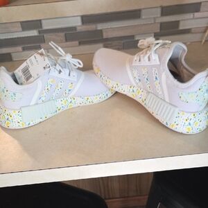 Adidas White Sneakers with Floral Pattern